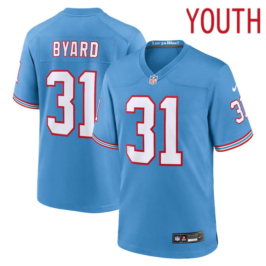 Youth Tennessee Titans 31 Kevin Byard Nike Light Blue Oilers Throwback Player Game NFL Jersey